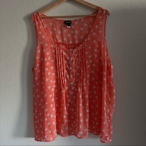 Torrid Women's Coral Sheer Floral Print Tank Top Size 3